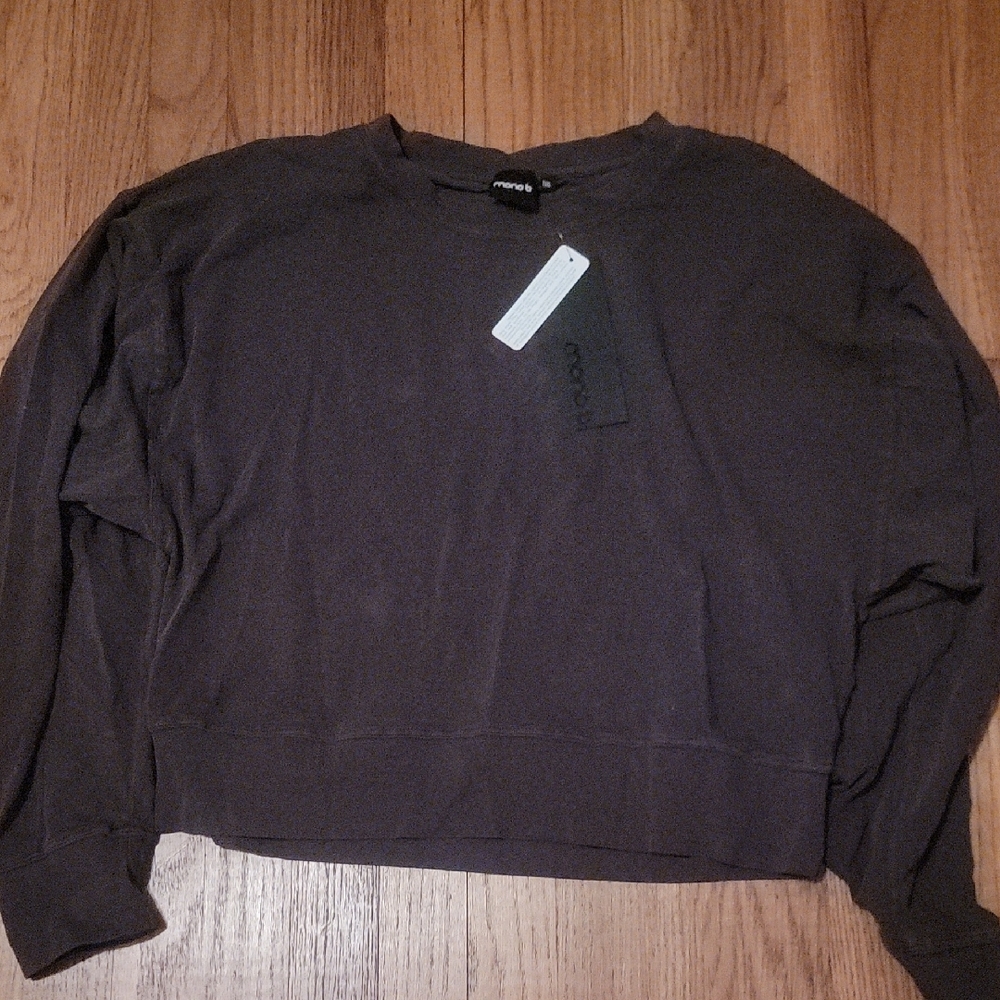 Brown/grey Crewneck Crop Top